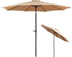 Elegante tuinparasol 300x245cm met dubbele glazen slinger en 8 baleinen – Innovatief ophangsysteem, waterdicht dubbellaags doek en kantelverstelling voor terras en tuin - Kaki