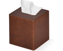 Elegante Vierkante Tissue Box Cover van PU Leer voor Badkamer en Woonkamer Decoratie - Bruin, Stijlvol en Functioneel