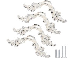 Elegante vintage kastgrepen in crèmekleur met zilverrand - 4 stuks, 2.5 inch montageafstand voor meubels en kasten