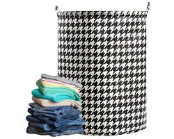 Elegante wasmand - zwart-wit ruitpatroon - XXL - 96 liter - waterdicht - linnen