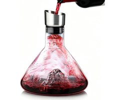 Elegante wijnkaraf met geïntegreerde aerator en filter, 1500 ml, ideaal voor rode en witte wijn, perfect voor wijnliefhebbers en feestjes