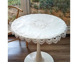 Elegante Witte Kant Doily voor Tafeldecoratie, Placemat voor Eettafel, Ronde Tafel Topper, Thuis Dresser Accessoire - 73 cm
