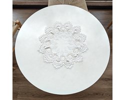 Elegante witte kant jacquard ronde kleedje tafelkleed gehaakte placemat tafeltopper - 2 stuks, 40 cm - Decoratie hoes voor thuis dressoir eettafel