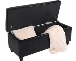 Elegante zitbank met opbergruimte en leer-afwerking - 112x45x45cm - zwart
