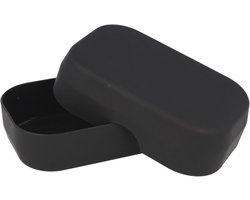 Elegante zwarte zeepbakje met rubberen afwerking voor beautytools