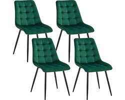 Eleganza Maison® Luxueuze Velvet Stoelen - Set van 4 Fluwelen Eetkamerstoelen met Metalen Poten - Moderne en Comfortabele Stoelen voor Keuken, Slaapkamer, Woonkamer - Stijlvol Huismeubilair - Eetkamerstoel - Fluweel - Groen - Smaragd