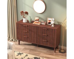 Eleganza Naturel 6-Lades Dressoir met Rotan Accenten – 100 x 34 x 73 cm