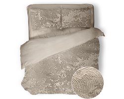 Eleganzzz Dekbedovertrek 3D Embossed Velvet Wave - Off White - Dekbedovertrek 200x200/220cm - Velvet Dekbedovertrek - 100% Velvet - Tweepersoons dekbedovertrekken