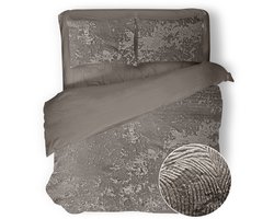 Eleganzzz Dekbedovertrek 3D Embossed Velvet Wave - Taupe Grey - Dekbedovertrek 240x200/220cm - Velvet Dekbedovertrek - 100% Velvet - Lits Jumeaux dekbedovertrekken