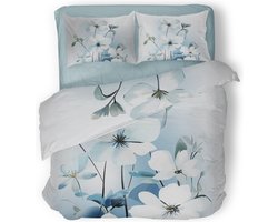 Eleganzzz Dekbedovertrek Bouquet of Dreams - blauw - Dekbedovertrek 240x200/220cm - Micropercal - Lits Jumeaux - Dekbedovertrekken
