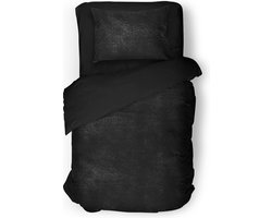 Eleganzzz Dekbedovertrek Flanel Fleece - Black - Dekbedovertrek 140x200/220cm - 100% flanel fleece - Eenpersoons Dekbedovertrekken