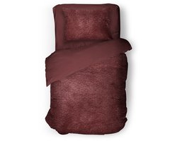 Eleganzzz Dekbedovertrek Flanel Fleece - Bordeaux - Dekbedovertrek 140x200/220cm - 100% flanel fleece - Eenpersoons dekbedovertrekken - 140x220cm - Fluffy Dekbedovertrek