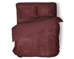 Eleganzzz Dekbedovertrek Flanel Fleece - Bordeaux - Dekbedovertrek 200x200/220cm - 100% flanel fleece - Tweepersoons dekbedovertrekken - 200x220cm - Fluffy Dekbedovertrek