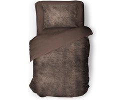 Eleganzzz Dekbedovertrek Flanel Fleece - Brown - Dekbedovertrek 140x200/220cm - 100% flanel fleece - Eenpersoons dekbedovertrekken - 140x220cm - Fluffy Dekbedovertrek
