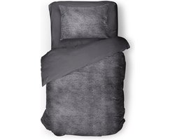 Eleganzzz Dekbedovertrek Flanel Fleece - Dark Grey - Dekbedovertrek 140x200/220cm - 100% flanel fleece - Eenpersoons dekbedovertrekken