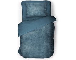 Eleganzzz Dekbedovertrek Flanel Fleece - Steel Blue - Dekbedovertrek 140x200/220cm - 100% flanel fleece - Eenpersoons dekbedovertrekken - 140x220cm - Fluffy Dekbedovertrek