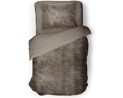 Eleganzzz Dekbedovertrek Flanel Fleece - Taupe Grey - Dekbedovertrek 140x200/220cm - 100% flanel fleece - Eenpersoons dekbedovertrekken - 140x220cm - Fluffy Dekbedovertrek