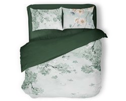 Eleganzzz Dekbedovertrek Floral Whispers - Green - Dekbedovertrek 200x200/220cm - Micropercal -Tweepersoons - Dekbedovertrekken