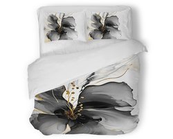 Eleganzzz Dekbedovertrek Grande Fleur - Grey - Dekbedovertrek 200x200/220cm - Micropercal -Tweepersoons - Dekbedovertrekken