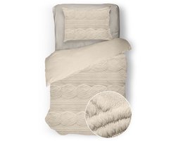 Eleganzzz Dekbedovertrek Jacquard Teddy Pluche - Warm Sand - Jacquard Teddy Dekbedovertrek - Dekbedovertrek 140x200/220cm - Eenpersoons dekbedovertrekken - 140x220cm - Teddy Dekbedovertrek - Fluffy Dekbedovertrek - Effen Dekbedovertrek