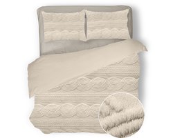 Eleganzzz Dekbedovertrek Jacquard Teddy Pluche - Warm Sand - Jacquard Teddy Dekbedovertrek - Dekbedovertrek 200x200/220cm - Tweepersoons dekbedovertrekken - 200x220cm - Teddy Dekbedovertrek - Fluffy Dekbedovertrek - Effen Dekbedovertrek