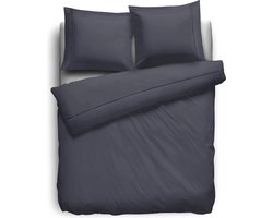 Eleganzzz Dekbedovertrek Percal Katoen Uni - Met Bies - Antraciet - Dekbedovertrek 140x200/220cm - Dekbedovertrekken - Eenpersoons