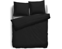 Eleganzzz Dekbedovertrek Percal Katoen Uni - Met Bies - Black - Dekbedovertrek 140x200/220cm - Dekbedovertrekken - Eenpersoons - Effen Dekbedovertrek