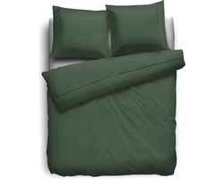 Eleganzzz Dekbedovertrek Percal Katoen Uni - Met Bies - Grenat Green - Dekbedovertrek 140x200/220cm - Dekbedovertrekken - Eenpersoons