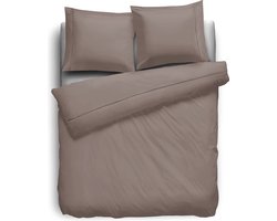 Eleganzzz Dekbedovertrek Percal Katoen Uni - Met Bies - Taupe - Dekbedovertrek 140x200/220cm - Dekbedovertrekken - Eenpersoons