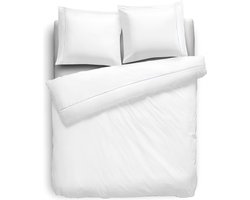 Eleganzzz Dekbedovertrek Percal Katoen Uni - Met Bies - Wit - Dekbedovertrek 140x200/220cm - Dekbedovertrekken - Eenpersoons