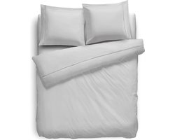Eleganzzz Dekbedovertrek Percal Katoen Uni - Met Bies - Zilver - Dekbedovertrek 240x200/220cm - Dekbedovertrekken - Lits Jumeaux