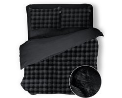 Eleganzzz Dekbedovertrek Shiny Bubble Pom Pom Flanel Fleece - Black - Dekbedovertrek 200x200/220cm - 100% flanel fleece - Tweepersoons dekbedovertrekken - 200x220cm - Teddy Dekbedovertrek - Fluffy Dekbedovertrek