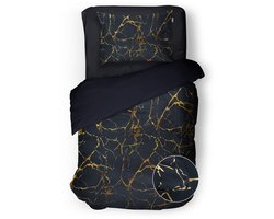 Eleganzzz Dekbedovertrek Strike of Gold - Stone Grey - Dekbedovertrek 140x200/220cm - Micropercal - Eenpersoons - Dekbedovertrekken