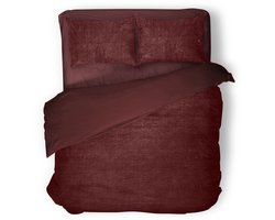 Eleganzzz Dekbedovertrek Teddy Pluche - Bordeaux - Teddy Dekbedovertrek - Dekbedovertrek 240x200/220cm - Lits Jumeaux dekbedovertrekken - 240x220cm - Fluffy Dekbedovertrek
