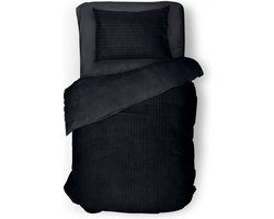 Eleganzzz Dekbedovertrek Teddy Rib Fleece - Black - Dekbedovertrek 140x200/220cm - 100% Teddy Rib Fleece - Eenpersoons dekbedovertrekken - 140x220cm - Teddy Dekbedovertrek - Fluffy Dekbedovertrek