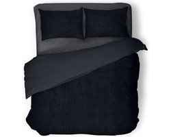 Eleganzzz Dekbedovertrek Teddy Rib Fleece - Black - Dekbedovertrek 200x200/220cm - 100% Teddy Rib Fleece - Tweepersoons dekbedovertrekken - 200x220cm - Teddy Dekbedovertrek - Fluffy Dekbedovertrek