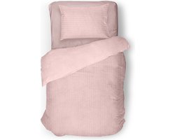 Eleganzzz Dekbedovertrek Teddy Rib Fleece - Light Pink - Dekbedovertrek 140x200/220cm - 100% Teddy Rib Fleece - Eenpersoons dekbedovertrekken