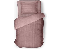 Eleganzzz Dekbedovertrek Teddy Rib Fleece - Old Rose - Dekbedovertrek 140x200/220cm - 100% Teddy Rib Fleece - Eenpersoons dekbedovertrekken - 140x220cm - Teddy Dekbedovertrek - Fluffy Dekbedovertrek