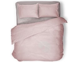 Eleganzzz Dekbedovertrek Uni - Blush - Dekbedovertrek 200x200/220cm - Satijnstreep / Satijn Streep - Hotel Kwaliteit Satin Stripe - Dekbedovertrekken