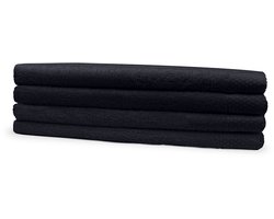 Eleganzzz Gastendoekjes - Set van 4 - Gastendoekje 30x50cm - 420 gr/m2 - 100% Katoen - black
