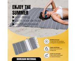 Eleganzzz Hamamdoek 90x180cm - Grey - Saunadoek - Strandhanddoek - Yogadoek - Spadoek - Omslagdoek - Strandlaken - Zacht - Lichtgewicht - Sneldrogend