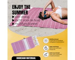 Eleganzzz Hamamdoek 90x180cm - Pink - Saunadoek - Strandhanddoek - Yogadoek - Spadoek - Omslagdoek - Strandlaken - Zacht - Lichtgewicht - Sneldrogend