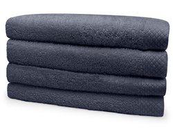 Eleganzzz Handdoeken Set - Set van 4 - Handdoek 50x100cm - 420 gr/m2 - 100% Katoen - dark grey