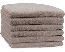 Eleganzzz Handdoeken Set - Set van 6 - Handdoek 50x100cm - 420 gr/m2 - 100% Katoen - taupe