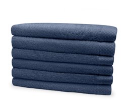 Eleganzzz Handdoeken Set - Set van 6 - Handdoek 60x110cm - 420 gr/m2 - 100% Katoen - ocean blue