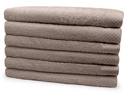 Eleganzzz Handdoeken Set - Set van 6 - Handdoek 60x110cm - 420 gr/m2 - 100% Katoen - taupe