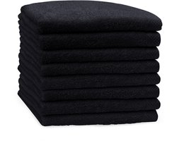 Eleganzzz Handdoeken Set - Set van 8 - Handdoek 50x100cm - 420 gr/m2 - 100% Katoen - black
