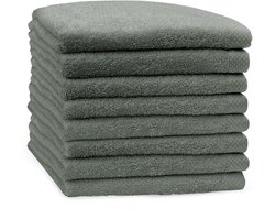 Eleganzzz Handdoeken Set - Set van 8 - Handdoek 50x100cm - 420 gr/m2 - 100% Katoen - olive green