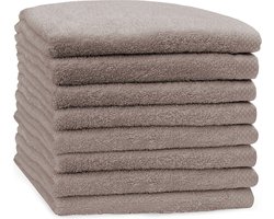 Eleganzzz Handdoeken Set - Set van 8 - Handdoek 50x100cm - 420 gr/m2 - 100% Katoen - taupe