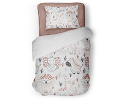 Eleganzzz Kinder Dekbedovertrek Animal Crackers - White - 140x200/220cm - Dekbedovertrek Kinderen - Micropercal - Eenpersoons